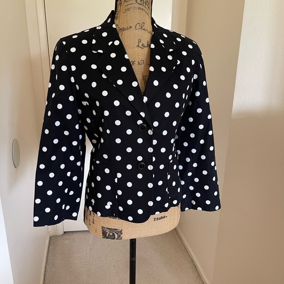 Rafaella Jackets & Blazers - Rafaella Black Jacket with White Dots